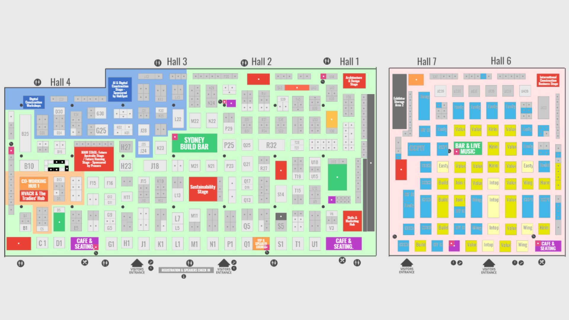 Floorplan: Halls 1-4 & 6-7
